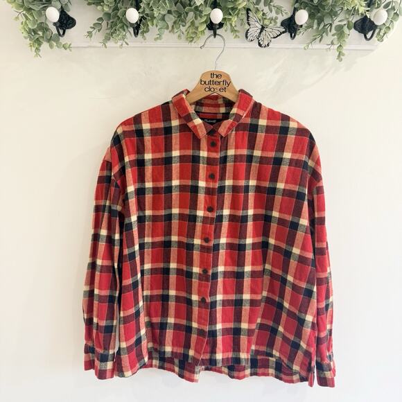 Madewell Tops - Madewell Flannel Westlake Shirt in Newfield Plaid red size large R4556